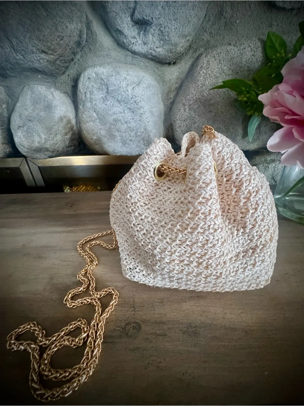NWT Cream Raffia Crossbody Bag Fancy - Picture 5 of 6